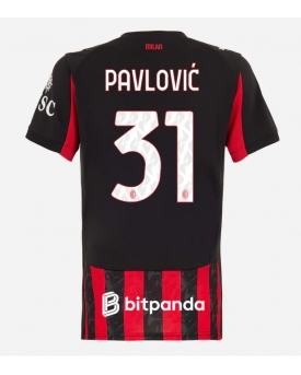 AC Milan Strahinja Pavlovic #31 Maglia Gara Casa Repliche 2025-26 Donna Maniche Corte AC Milan Strahinja Pavlovic #31 Maglia Gara Casa Repliche 2025-26 Donna Maniche Corte